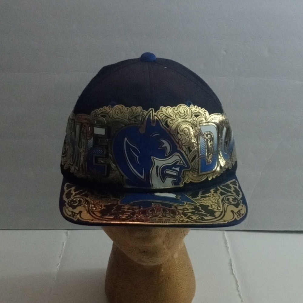 Custom Duke Blue Devils Cap Black with Gold design. Pre-owned